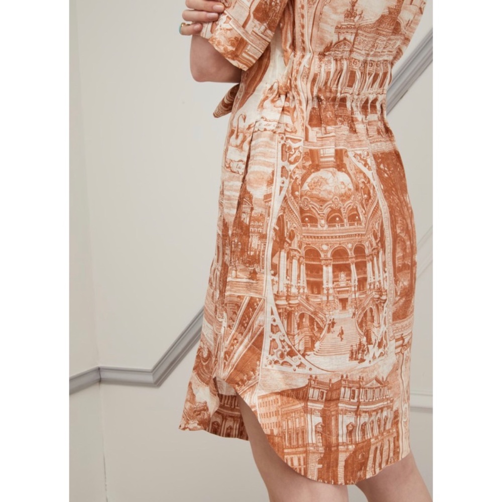 Acne Studio Linen Print Buttoned Shirt Dress M - Picture 5 of 16